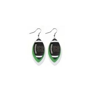 Football Earrings Faux Leather 3 Layered Rugby Team Support NEW